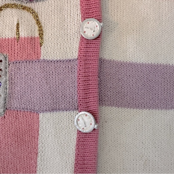STORYBOOK KNITS Clock Watches Story Time VINTAGE Sweater Cardigan RARE Sz. M - Picture 5 of 8